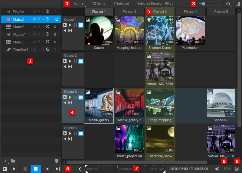 Matrix-based Playlist Interface